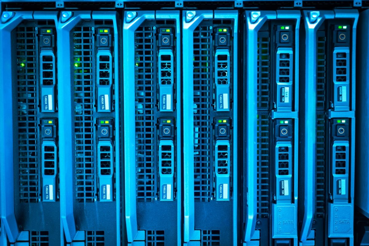 Secure GPU server infrastructure representing confidential computing and trusted execution environments for AI hosting