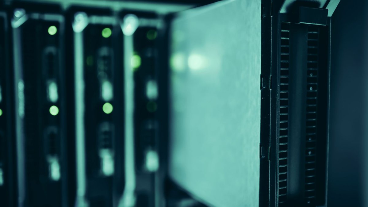 NVIDIA data-center GPU accelerators installed in a high-density AI hosting server rack